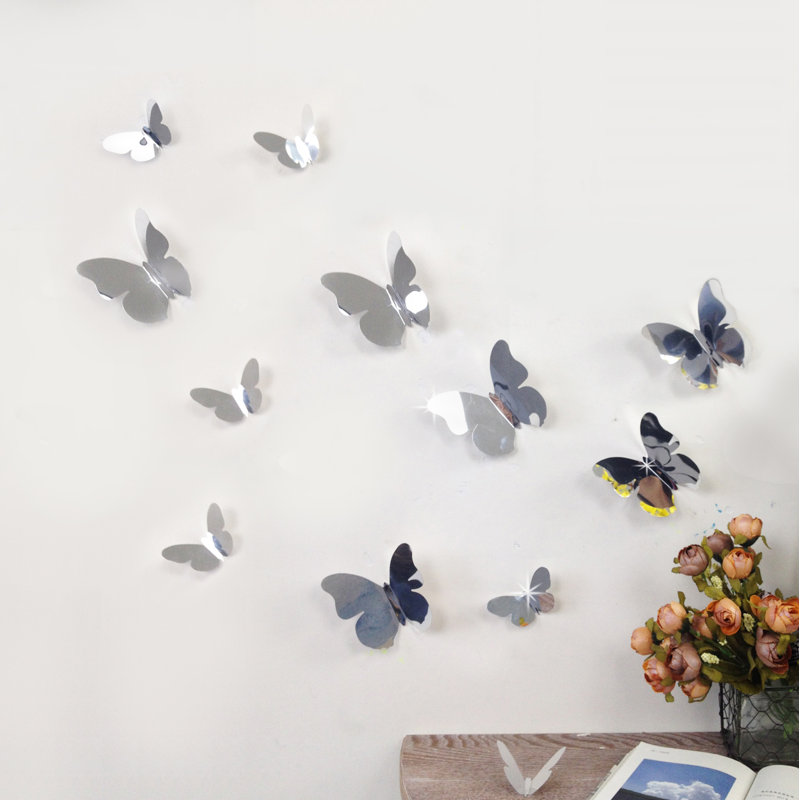 Walplus 3D Mirror Butterflies Wall Decal & Reviews Wayfair